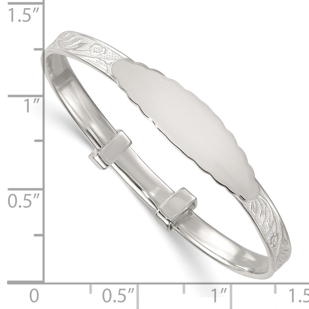 Sterlingsilber Poliert Blumen Schieber auf Kinder Id Expandable Armreif