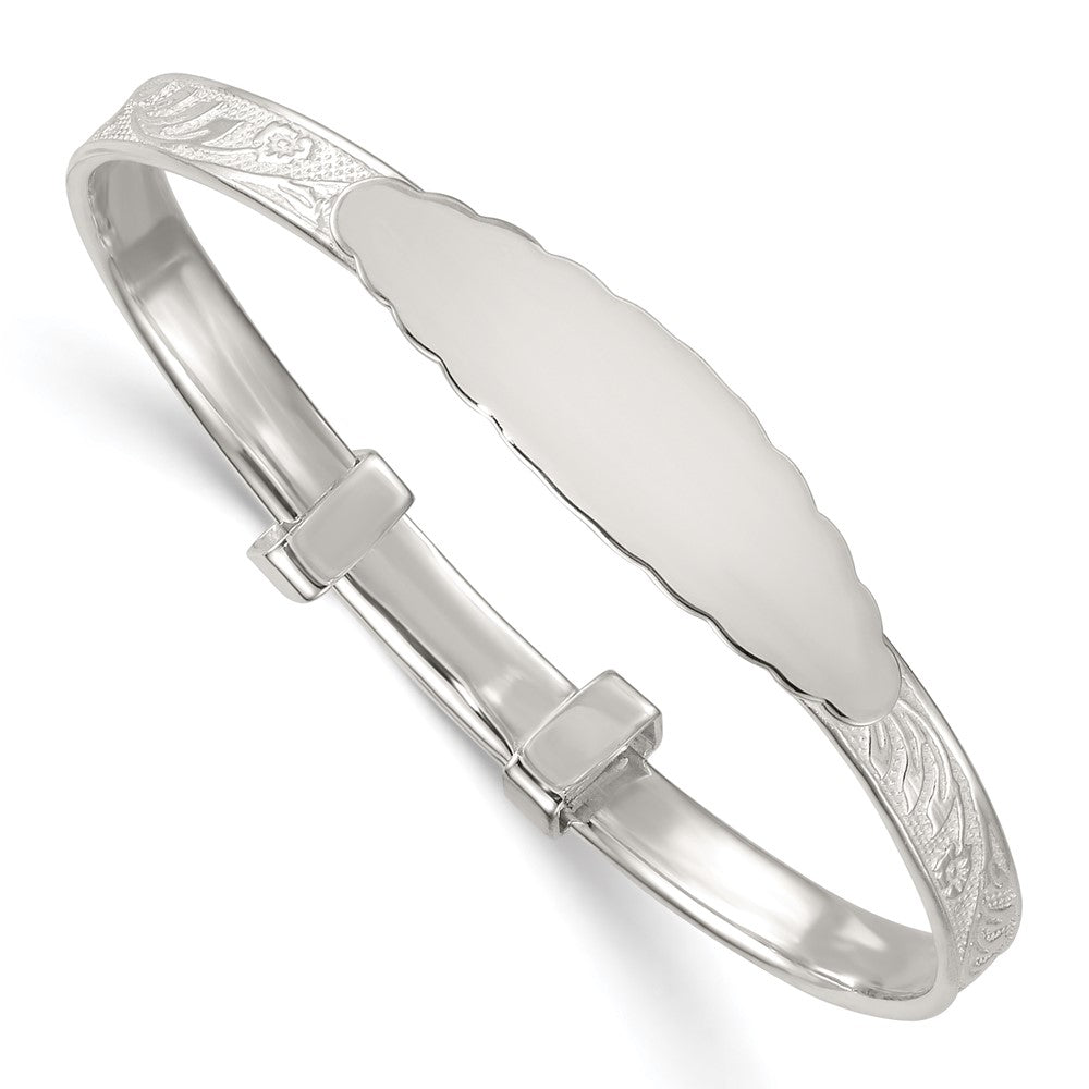 Sterlingsilber Poliert Blumen Schieber auf Kinder Id Expandable Armreif