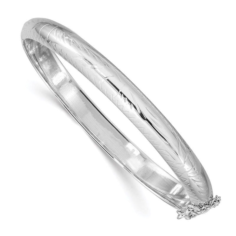 7.5 Zoll Sterlingsilber Rhodiniert 7mm Fantasie Klappbar Armreif Armband