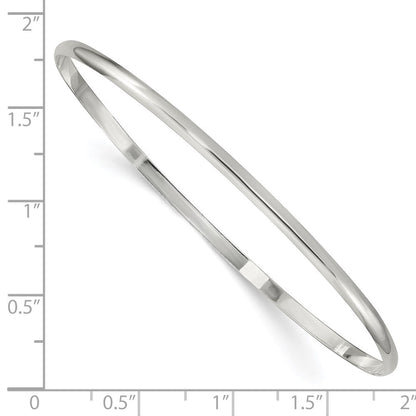 7.25 Zoll Sterlingsilber 2.25mm Massiv Poliert Schlicht Schieber-on Armreif Armband