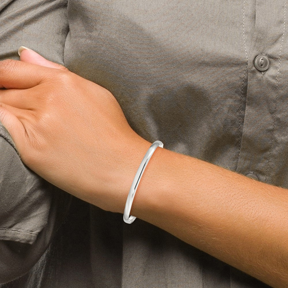 Sterlingsilber 4mm Massiv Poliert Schlicht Schieber-on Armreif Armband