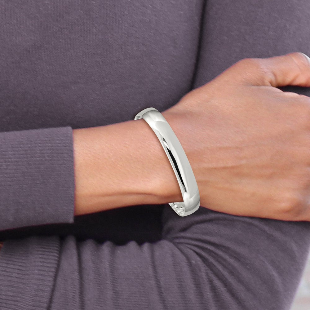 7.5 Zoll Sterlingsilber 9.75mm Massiv Poliert Schlicht Schieber-on Armreif Armband
