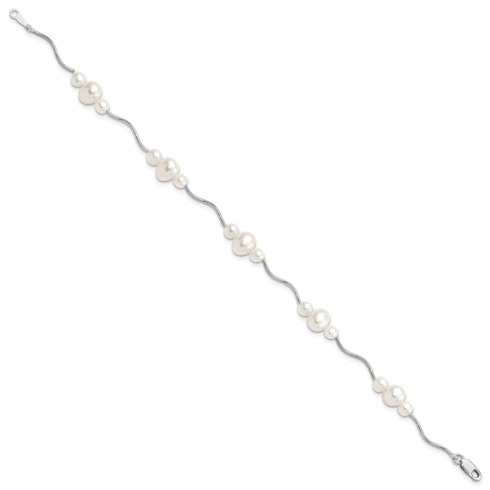 7.25 Zoll Sterlingsilber Rhodiniert 3-6mm Fwc Perle Armband