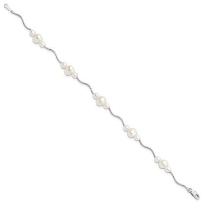 7.25 Zoll Sterlingsilber Rhodiniert 3-6mm Fwc Perle Armband