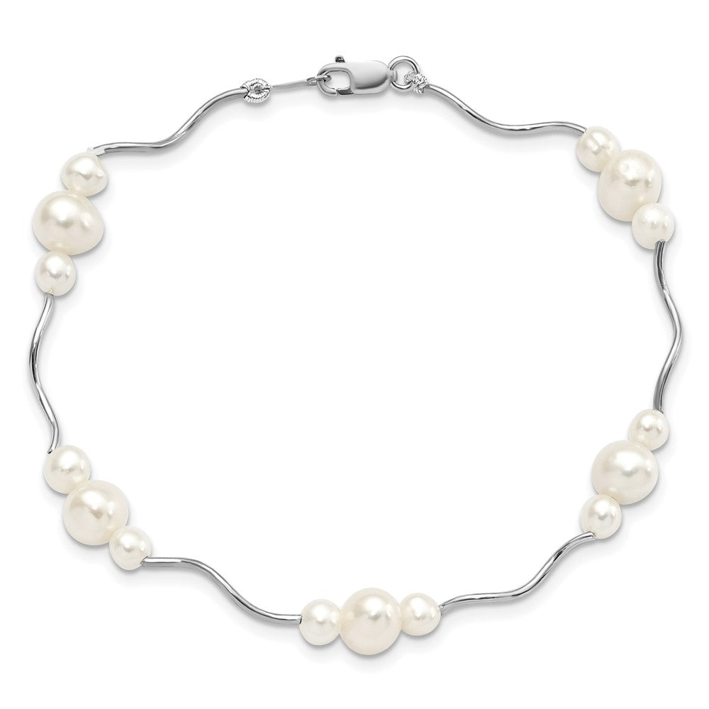 7.25 Zoll Sterlingsilber Rhodiniert 3-6mm Fwc Perle Armband
