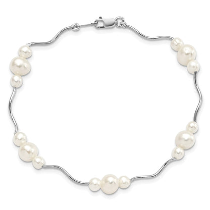 7.25 Zoll Sterlingsilber Rhodiniert 3-6mm Fwc Perle Armband