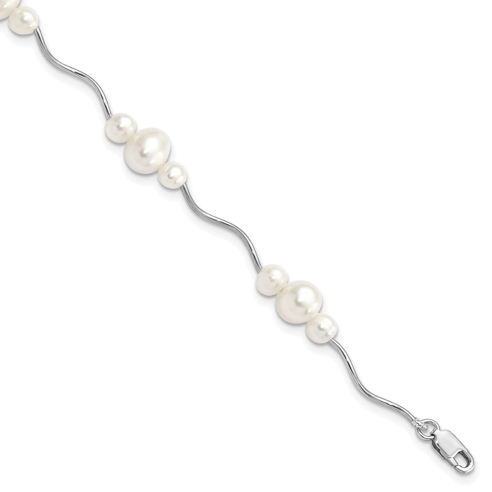 7.25 Zoll Sterlingsilber Rhodiniert 3-6mm Fwc Perle Armband