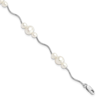 7.25 Zoll Sterlingsilber Rhodiniert 3-6mm Fwc Perle Armband