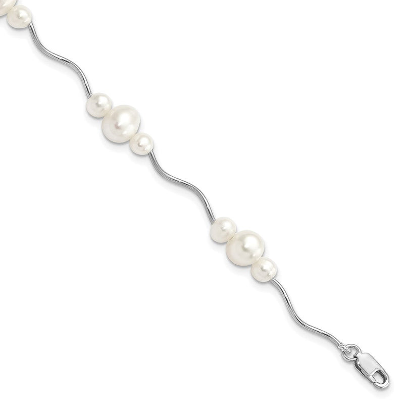 7.25 Zoll Sterlingsilber Rhodiniert 3-6mm Fwc Perle Armband