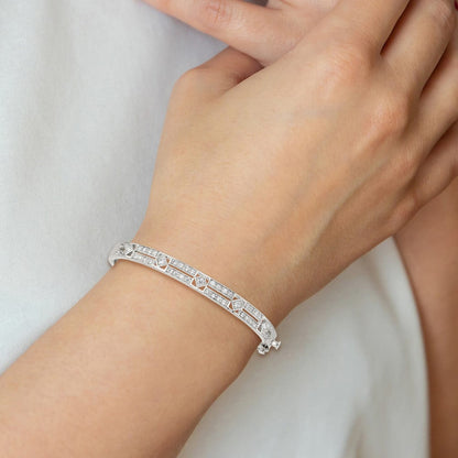 Sterlingsilber Rhodiniert Zirkonia Klappbar Armreif