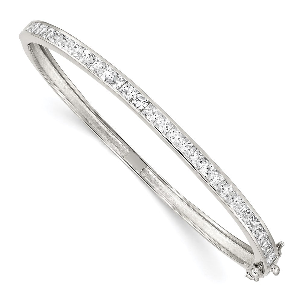 8 Zoll Sterlingsilber Rhodiniert Zirkonia Klappbar Armreif Armband