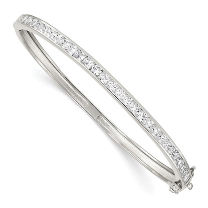 8 Zoll Sterlingsilber Rhodiniert Zirkonia Klappbar Armreif Armband