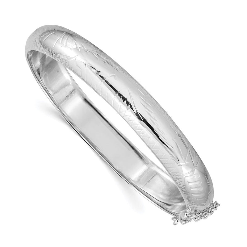Sterlingsilber Rhodiniert 9.5mm Diamantiert Fantasie Klappbar Armreif Armband