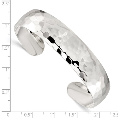 Sterlingsilber 13.5mm Gehämmert Manschette Armreif