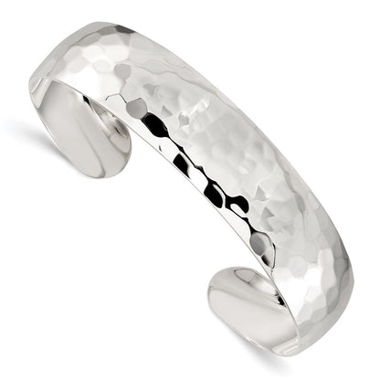 Sterlingsilber 13.5mm Gehämmert Manschette Armreif