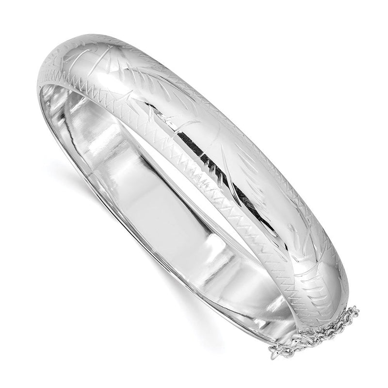 Sterlingsilber Rhodiniert Diamantiert 12mm Fantasie Klappbar Armreif Armband