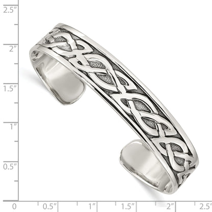 Sterlingsilber Antikisiert 12.5mm Keltisch Design Manschette Armreif Armband