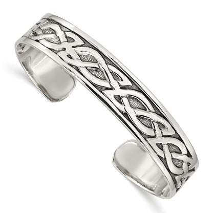 Sterlingsilber Antikisiert 12.5mm Keltisch Design Manschette Armreif Armband