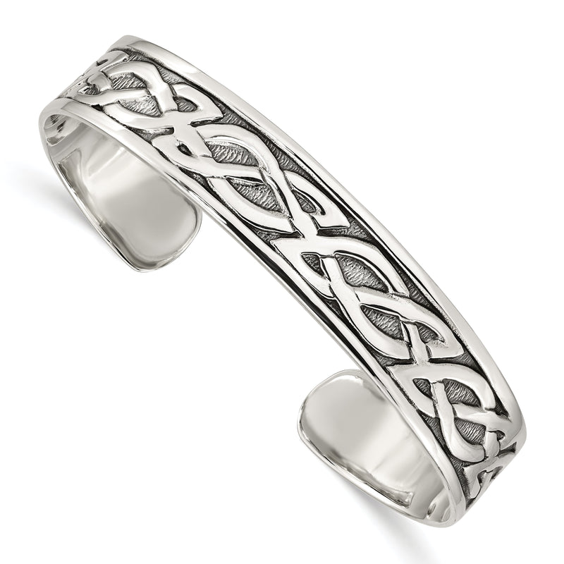 Sterlingsilber Antikisiert 12.5mm Keltisch Design Manschette Armreif Armband