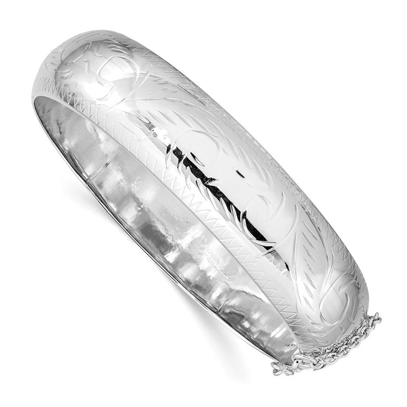 Sterlingsilber Rhodiniert Diamantiert 15mm Fantasie Klappbar Armreif Armband