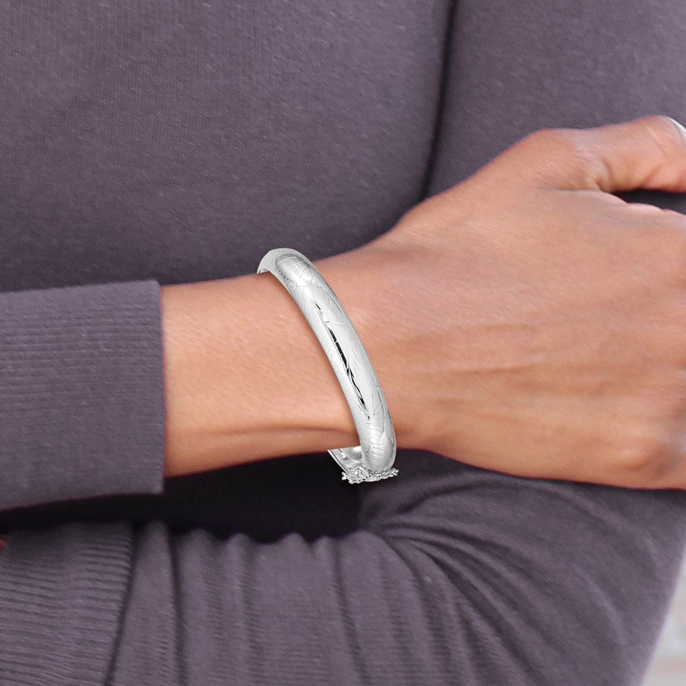 Sterlingsilber Rhodiniert Diamantiert 10.25mm Klappbar Armreif Armband