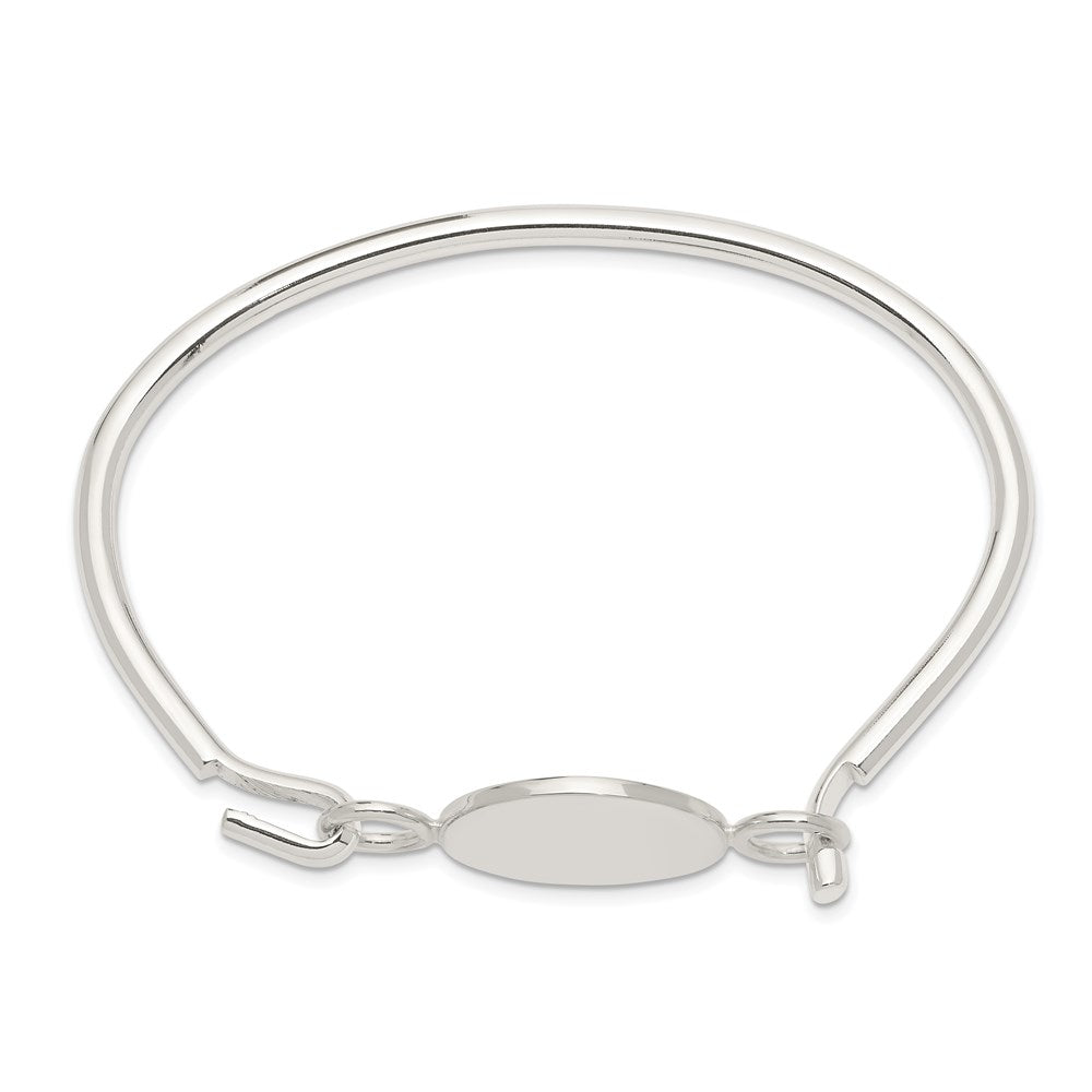 Sterlingsilber Armreif mit Rund Id Platte Armband
