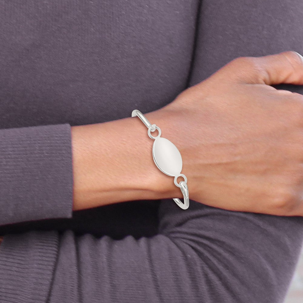 Sterlingsilber Armreif mit Oval Id Platte Armband
