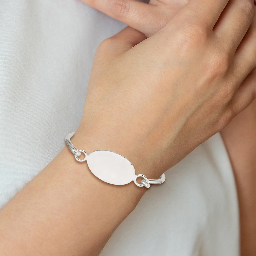 Sterlingsilber mit Oval Id Platte Armreif Armband