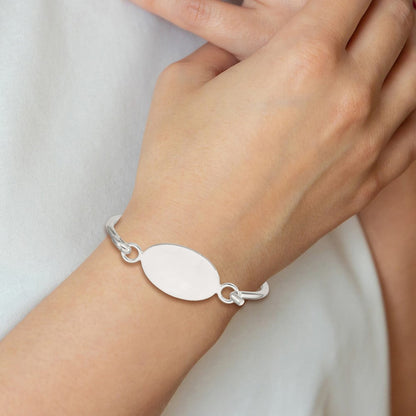 Sterlingsilber mit Oval Id Platte Armreif Armband