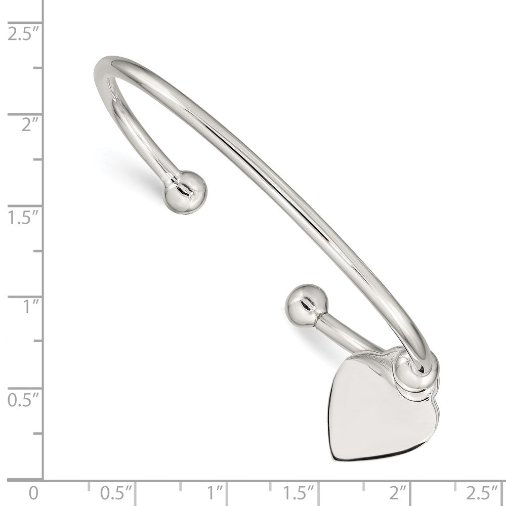 Sterlingsilber 3mm Herz Armreif Armband