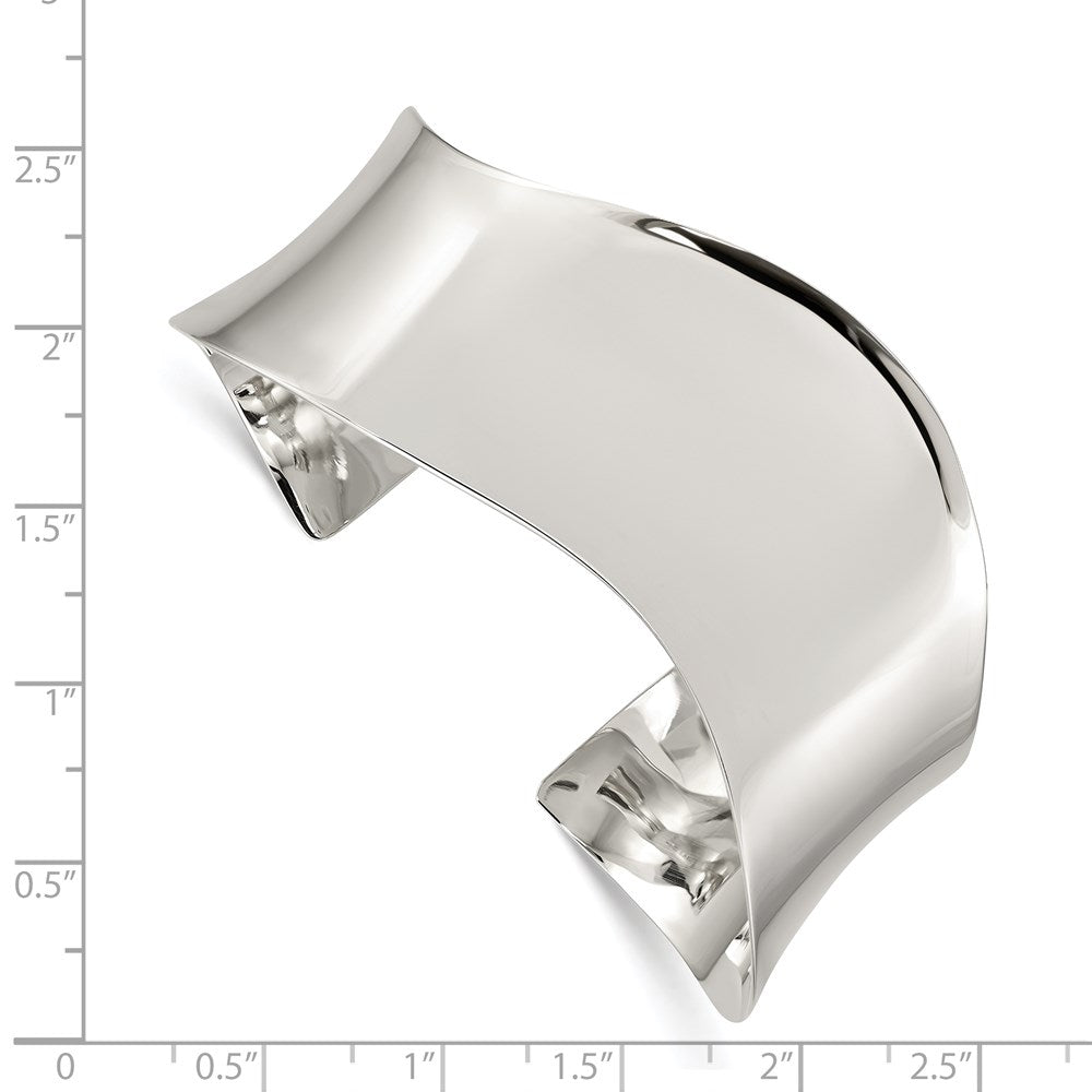 Sterlingsilber Poliert Welle Manschette Armreif