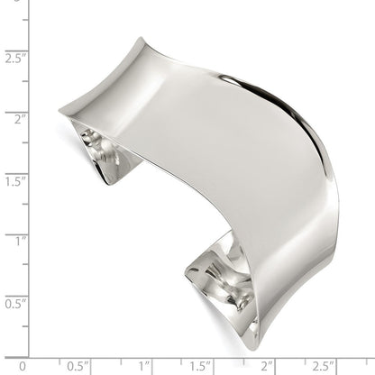 Sterlingsilber Poliert Welle Manschette Armreif