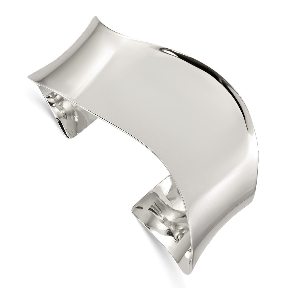 Sterlingsilber Poliert Welle Manschette Armreif