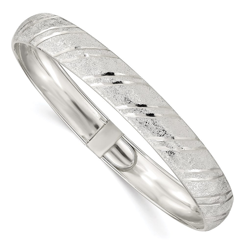 Sterlingsilber 10.5mm Poliert Diamantiert Flexibel Armreif