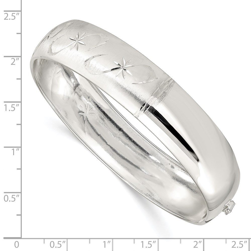 Sterlingsilber Poliert Diamantiert und Strukturiert Verstellbar Armreif