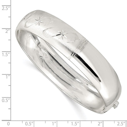 Sterlingsilber Poliert Diamantiert und Strukturiert Verstellbar Armreif