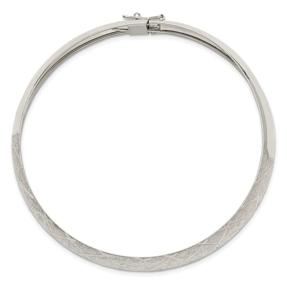 Sterlingsilber 10mm Poliert Diamantiert Strukturiert Armreif
