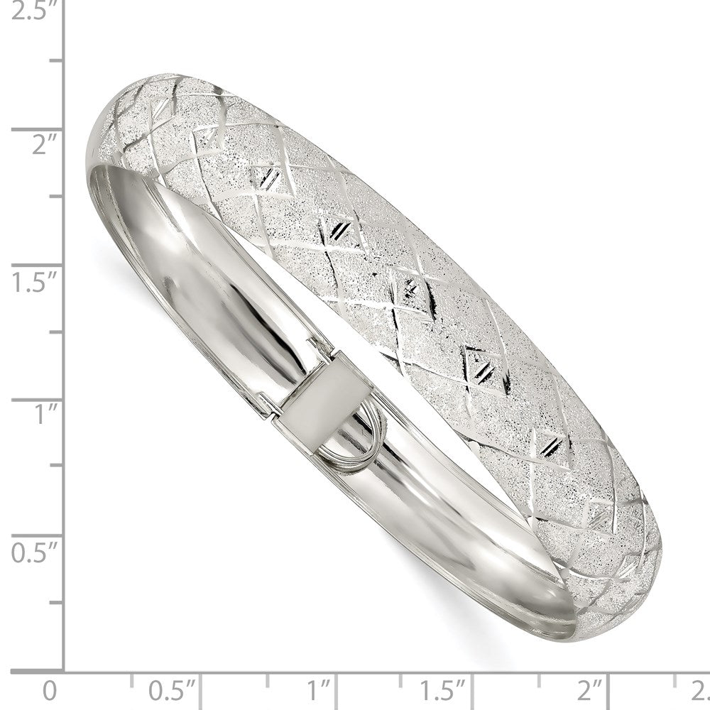 Sterlingsilber 10mm Poliert Diamantiert Strukturiert Armreif