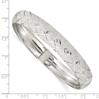 Sterlingsilber 10mm Poliert Diamantiert Strukturiert Armreif