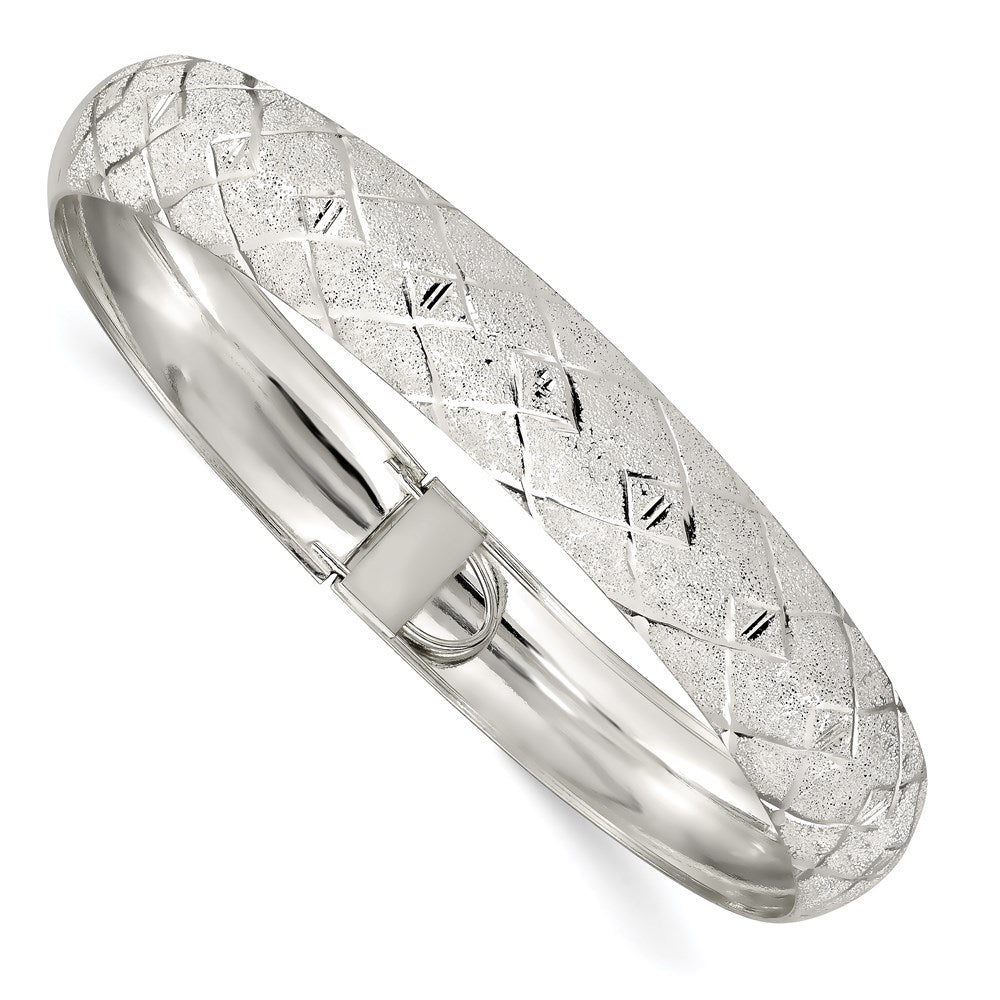 Sterlingsilber 10mm Poliert Diamantiert Strukturiert Armreif