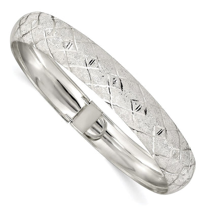 Sterlingsilber 10mm Poliert Diamantiert Strukturiert Armreif