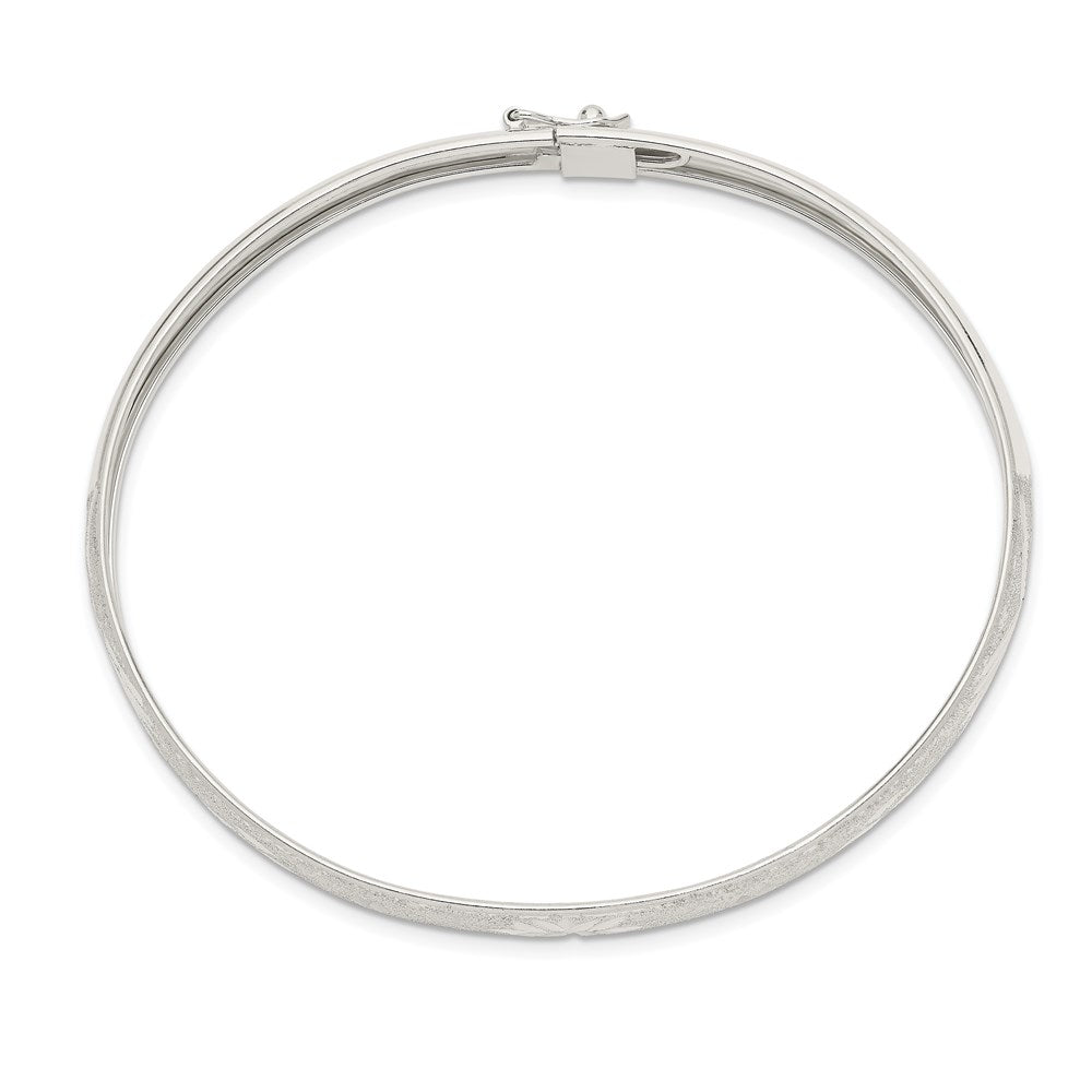 Sterlingsilber 6.5mm Lasergraviert und Diamantiert Flexibel Armreif