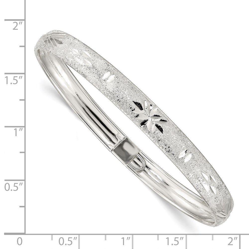 Sterlingsilber 6.5mm Lasergraviert und Diamantiert Flexibel Armreif