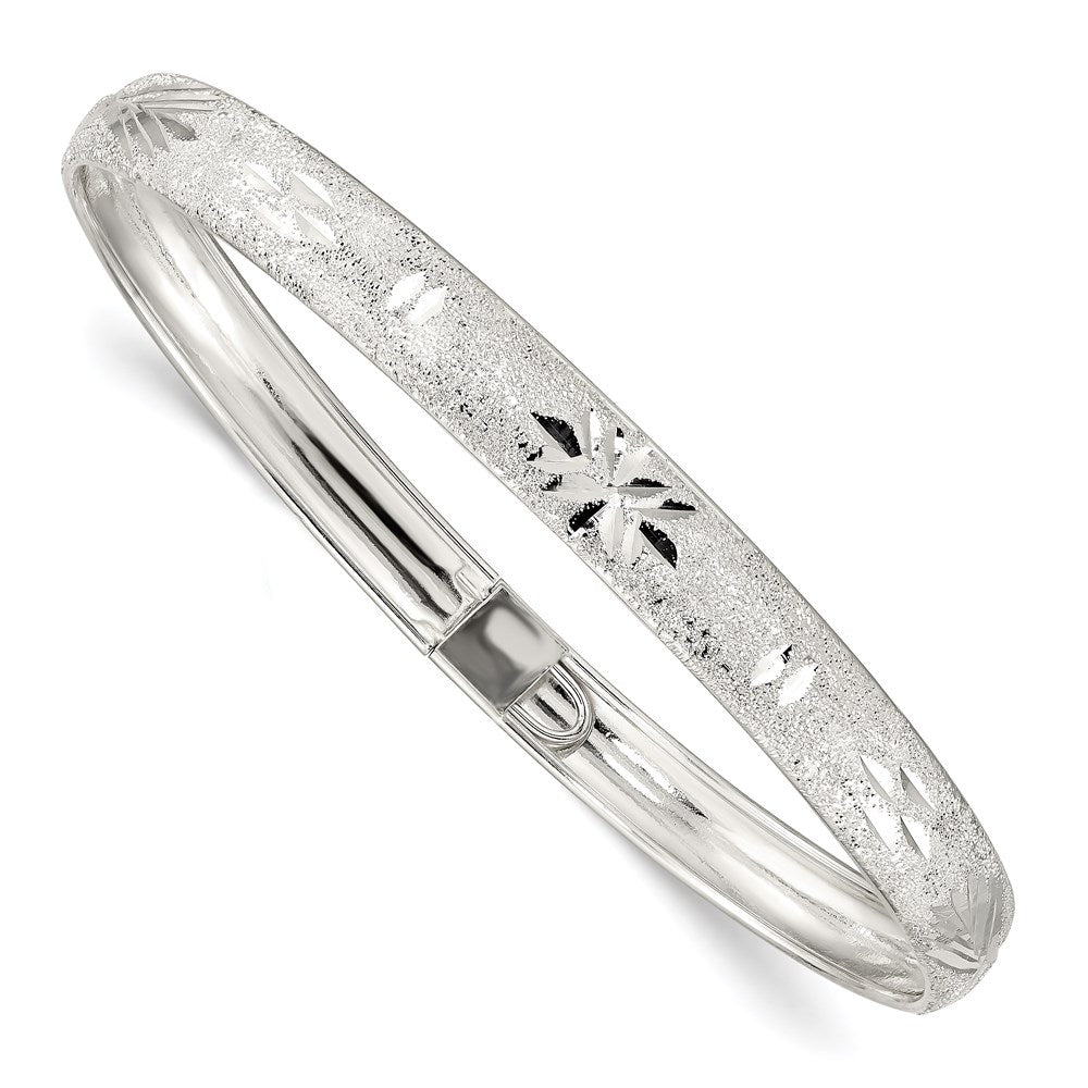 Sterlingsilber 6.5mm Lasergraviert und Diamantiert Flexibel Armreif