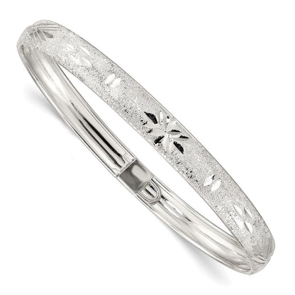 Sterlingsilber 6.5mm Lasergraviert und Diamantiert Flexibel Armreif