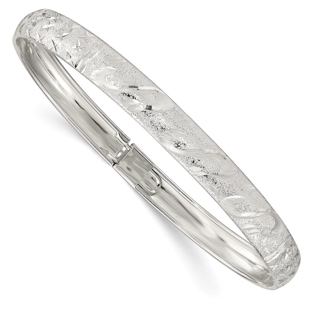 Sterlingsilber 6.5mm Diamantiert Flexibel Armreif