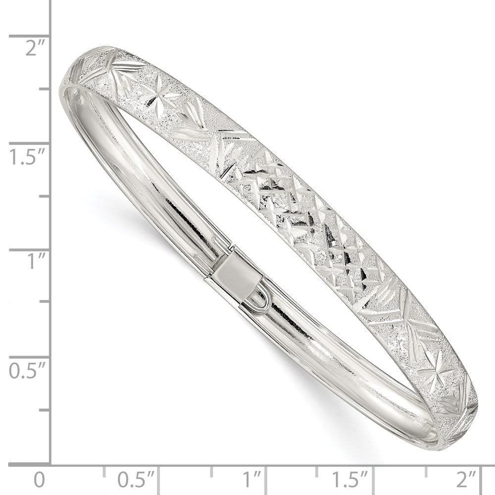 Sterlingsilber 6.5mm Lasergraviert und Diamantiert Flexibel Armreif