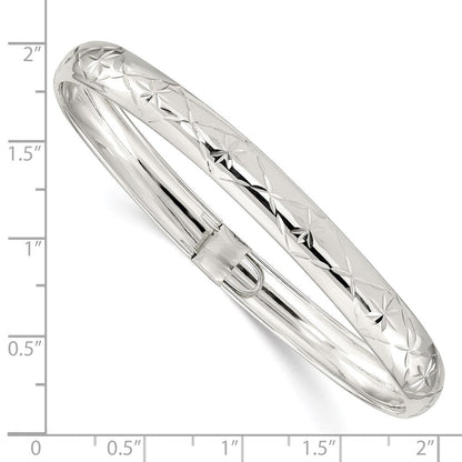 Sterlingsilber 7mm Diamantiert Flexibel Armreif