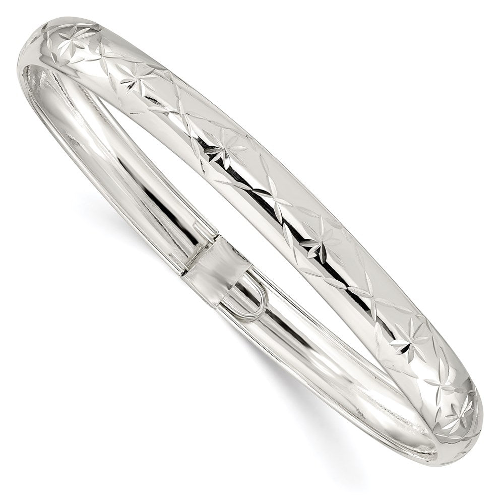 Sterlingsilber 7mm Diamantiert Flexibel Armreif