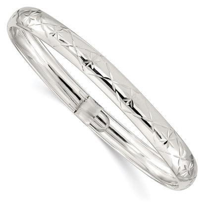 Sterlingsilber 7mm Diamantiert Flexibel Armreif